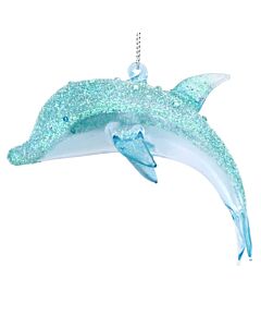 Gisela Graham Clear/Blue Glass Dolphin Decoration